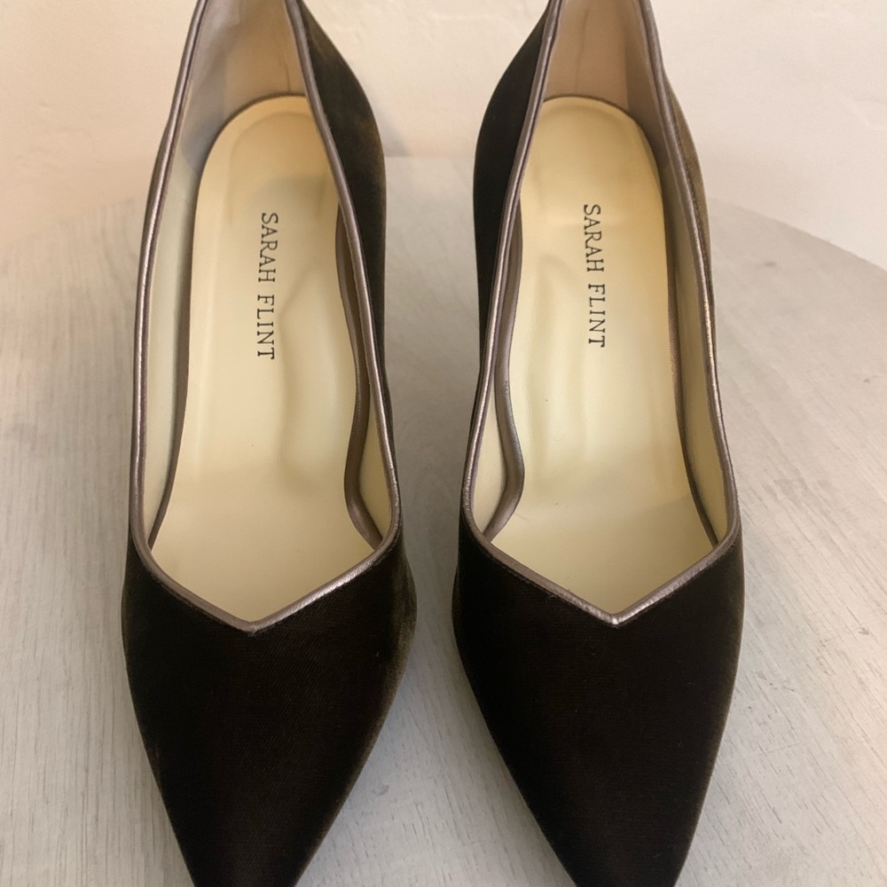 Sarah Flint Perfect Pump 85mm Hazel Velvet Heels Sz. 38.5